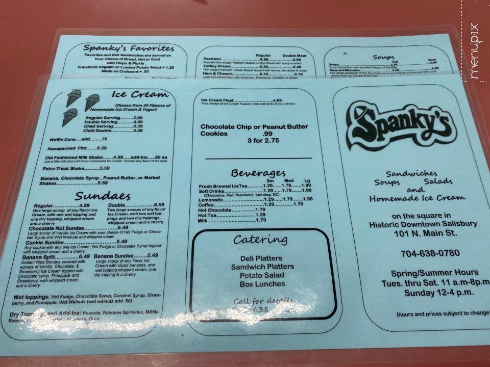 Spanky's Homemade Ice Cream - Salisbury, NC menu_pic