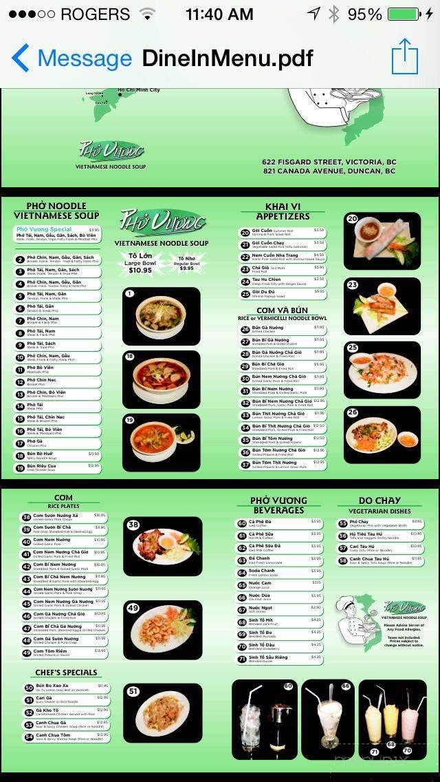 Pho Vuong - Duncan , BC menu_pic