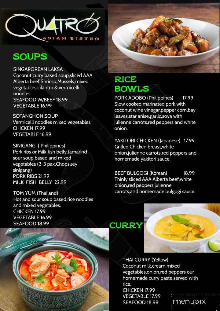 Quatro Asian Bistro - Canmore, AB menu_pic
