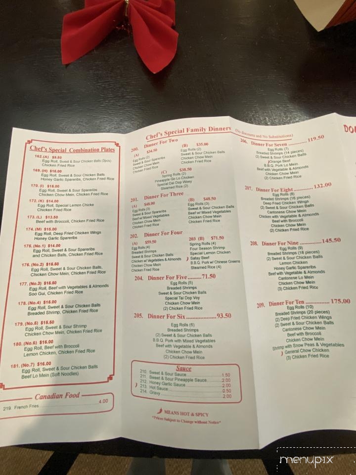 Double Happiness Chinese Restaurant - Midland, ON menu_pic