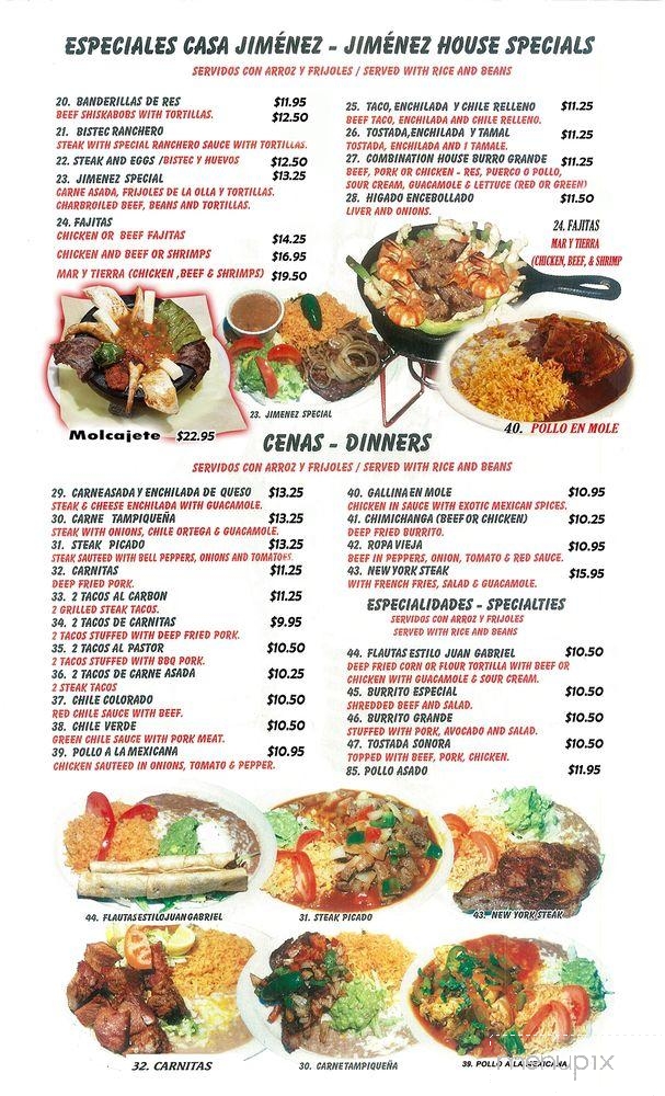 Casa Jimenez - Claremont, CA menu_pic
