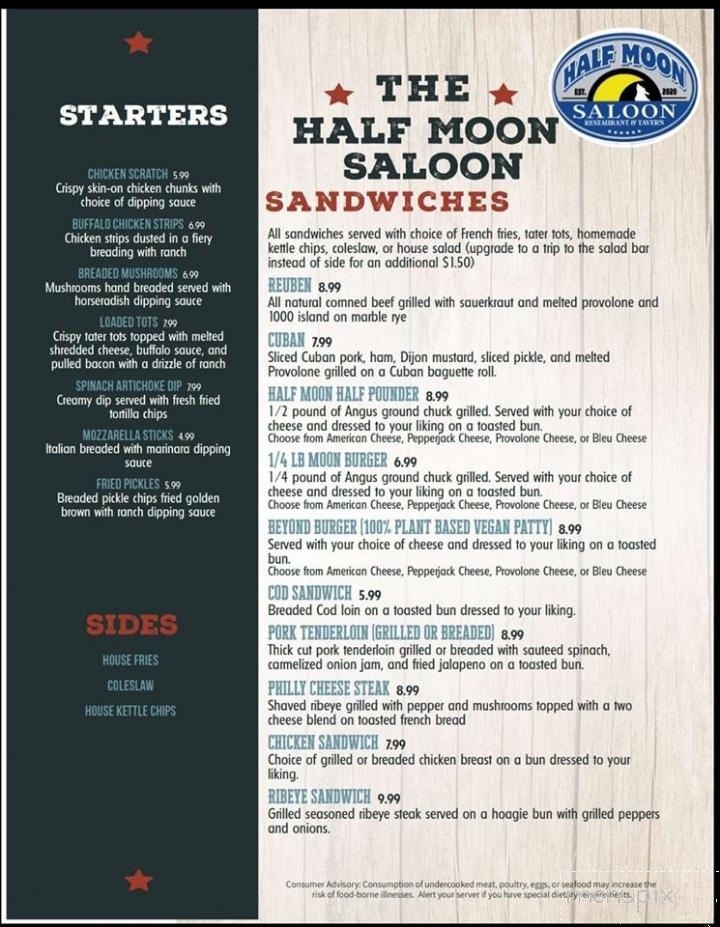 Half Moon Saloon - Mount Vernon, IN menu_pic