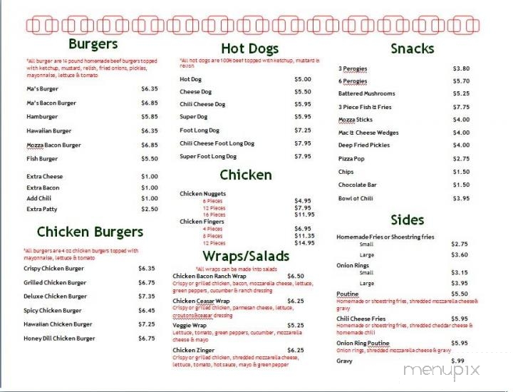 Elm Creek Drive-Inn Restaurant - Elm Creek, MB menu_pic