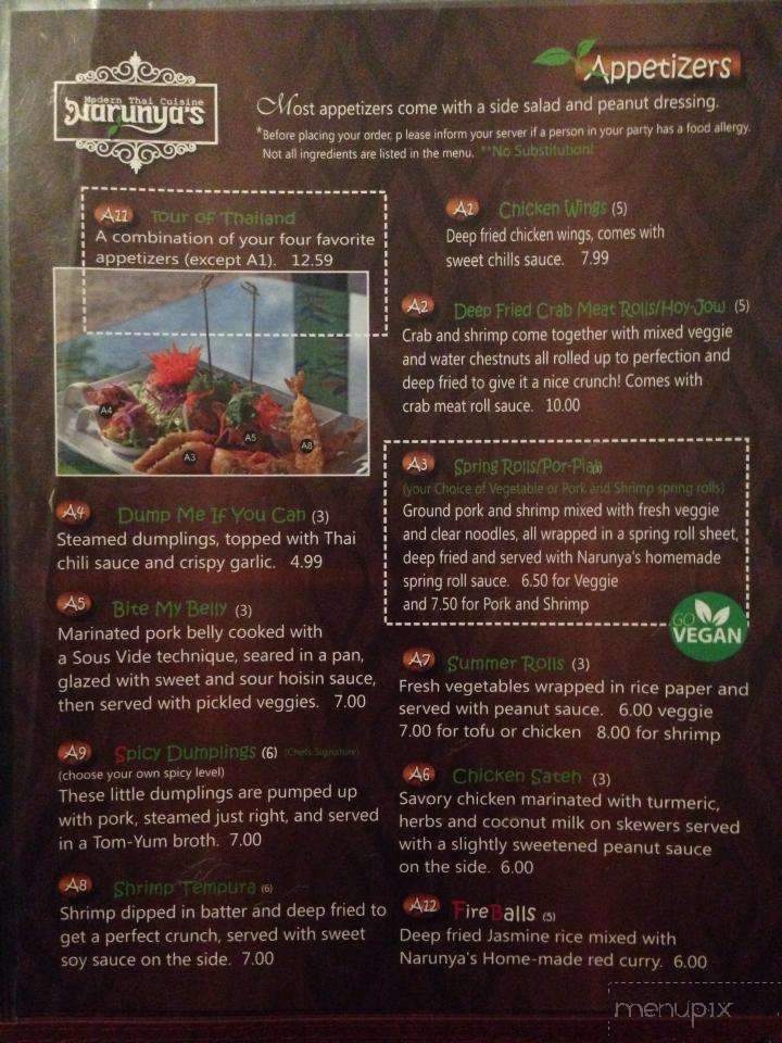 Narunya's - Belton, TX menu_pic