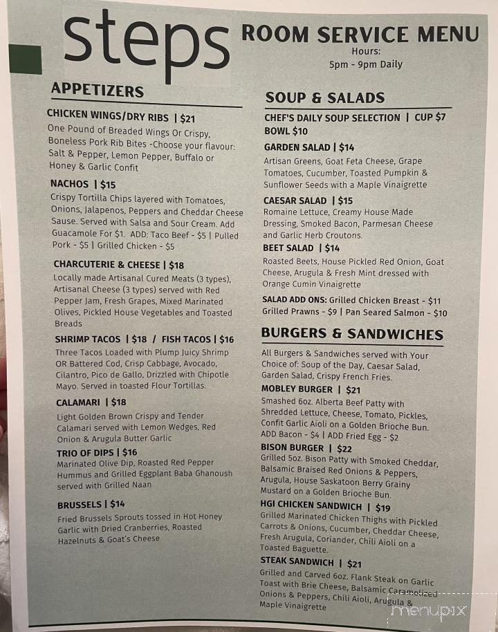 Steps Lounge - Saskatoon, SK menu_pic