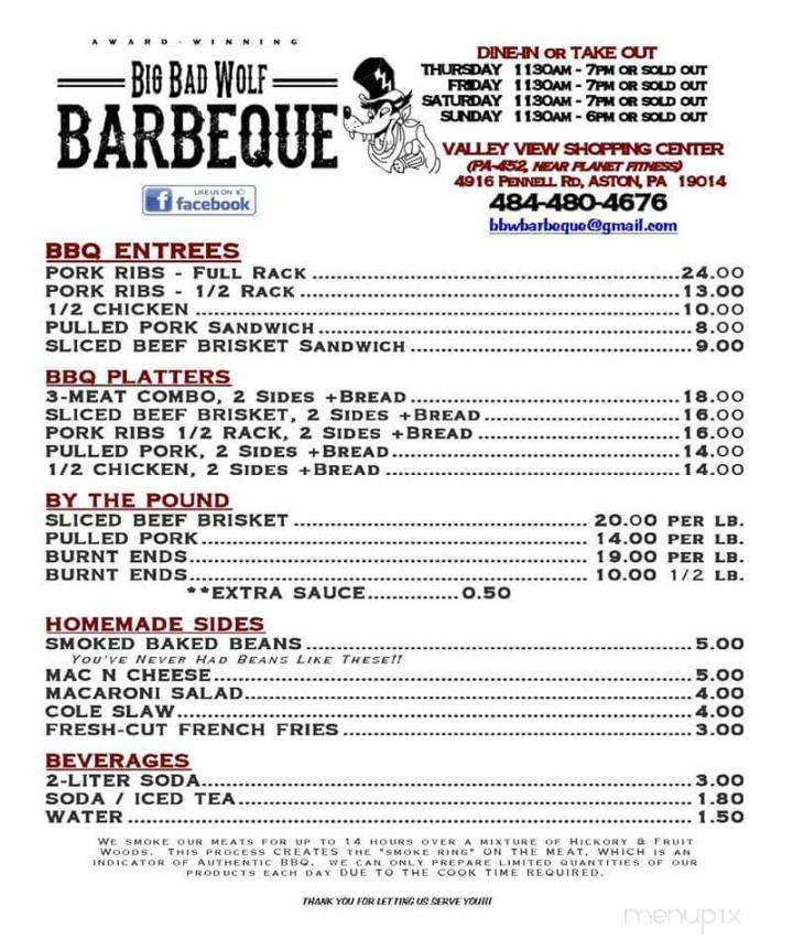 Big Bad Wolf Barbeque - Aston, PA