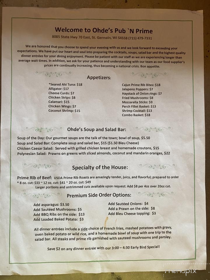 Pub N' Prime - Saint Germain, WI menu_pic
