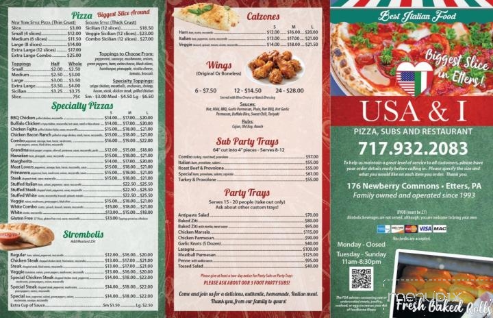 USA & I - Etters, PA menu_pic