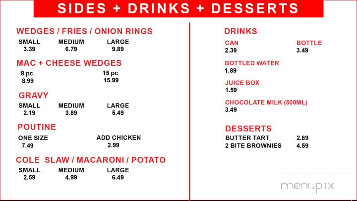 Rob's Wicked Chicken & Wedges - London, ON menu_pic