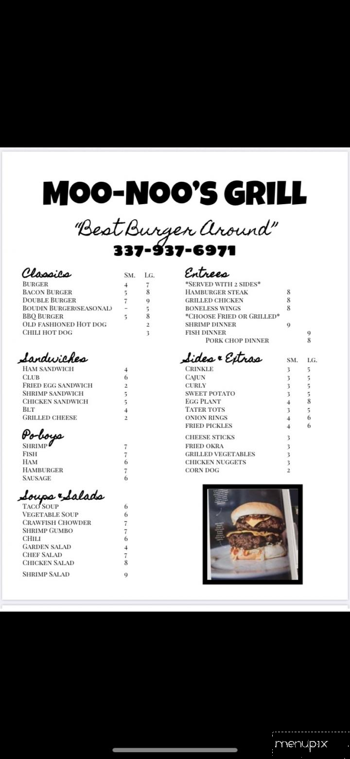 Moo-Noo's Grill - Erath, LA menu_pic