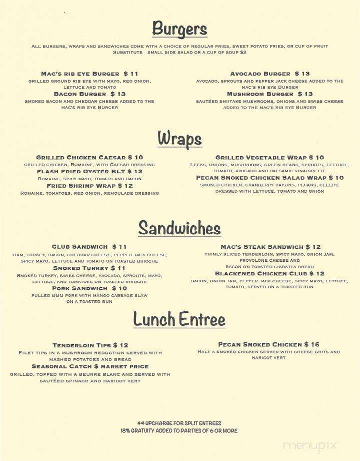 Mac's on Boston Street - Covington, LA menu_pic