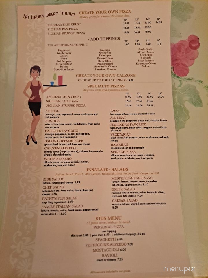 Florinda's Italian Restaurant - Taylorville, IL menu_pic