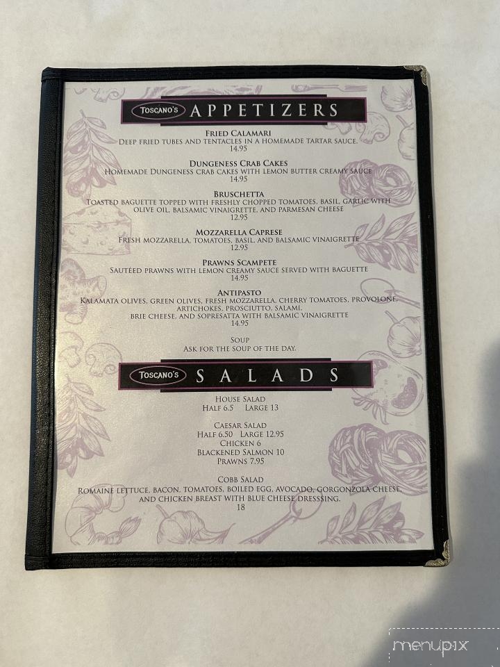 Toscano's Restaurant - Murphys, CA menu_pic