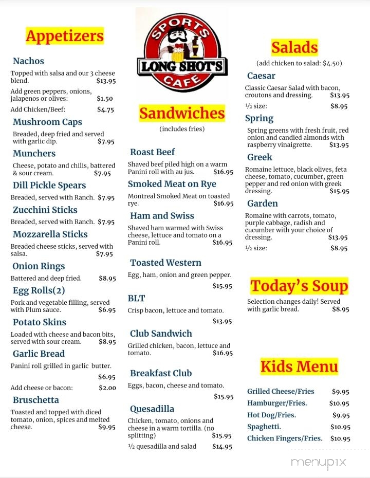 Long Shot's Sports Bar & Grill - Deep River, ON menu_pic