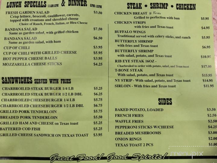 Bandana's Bar-B-Q - Bedford, IN menu_pic
