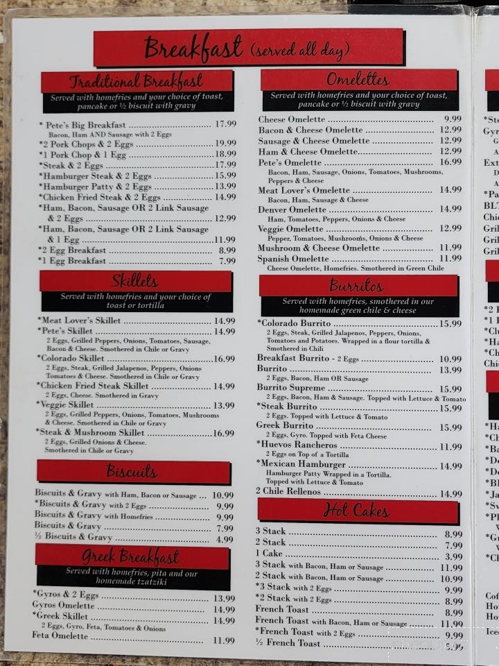 Pete's Cafe - Thornton, CO menu_pic