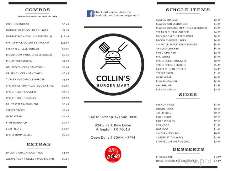Collins Burger Mart - Arlington, TX menu_pic