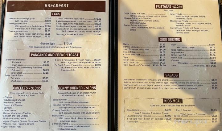 Sam's Diner - Rochester, NY menu_pic