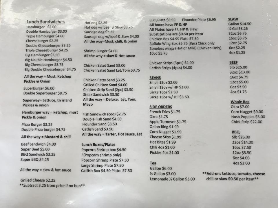 Farm Boy's Restaurant - Belhaven, NC menu_pic