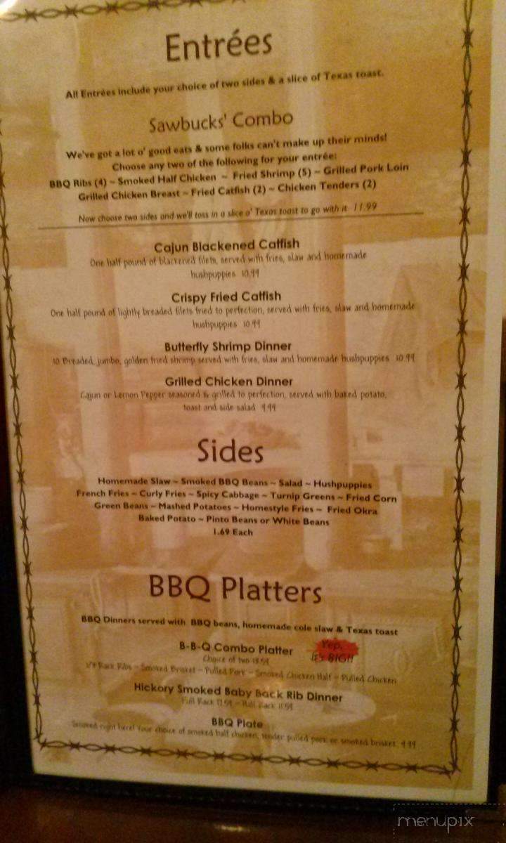 Sawbucks Authentic American Neighborhood Grill - Conway, AR menu_pic