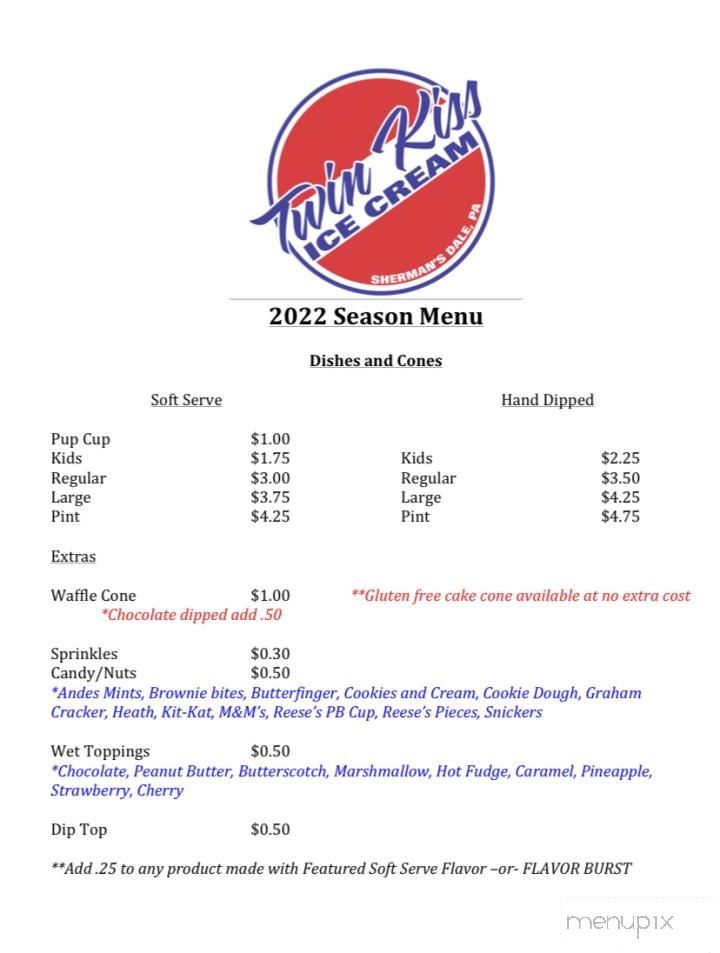 Twin Kiss - Shermans Dale, PA menu_pic