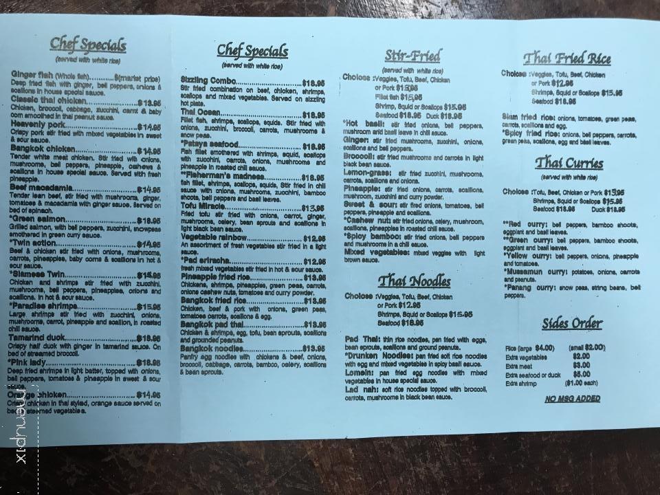 Bangkok Cafe - North Conway, NH menu_pic
