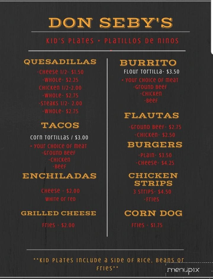 Don Seby's Restaurant - Slaton, TX menu_pic