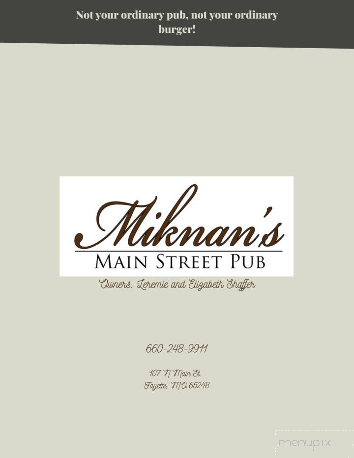 Miknan's Main Street Pub - Fayette, MO menu_pic