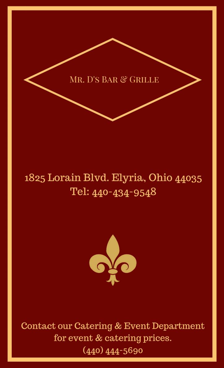 Mr D's Bar & Grille - Elyria, OH menu_pic