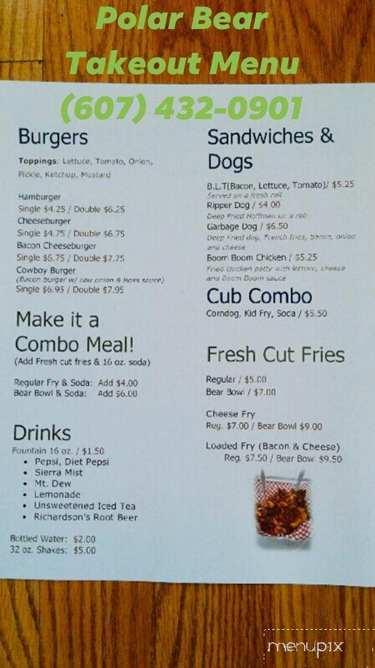 Polar Bear Homemade Ice Cream & More - Oneonta, NY menu_pic