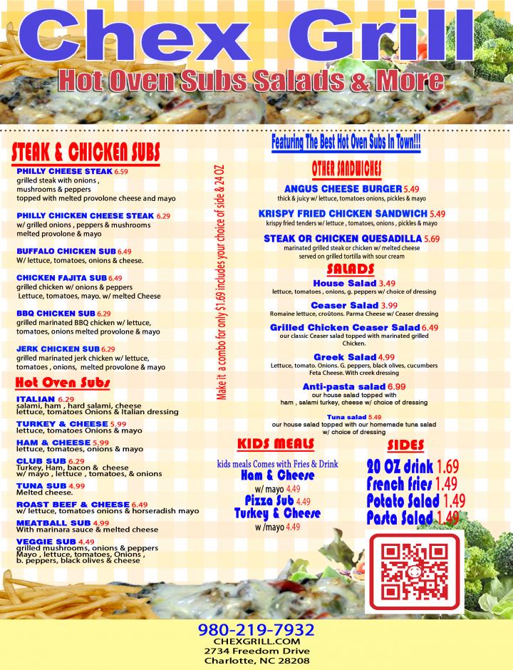 Chex Grill - Charlotte, NC menu_pic