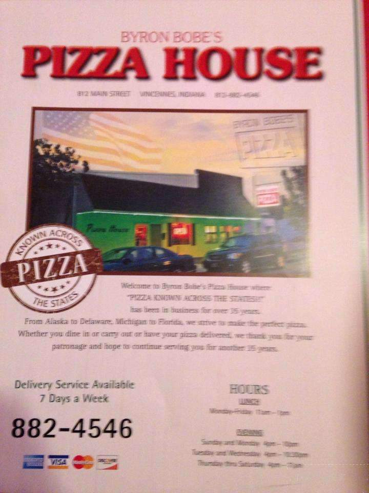 Byron Bobe's Pizza House - Vincennes, IN menu_pic