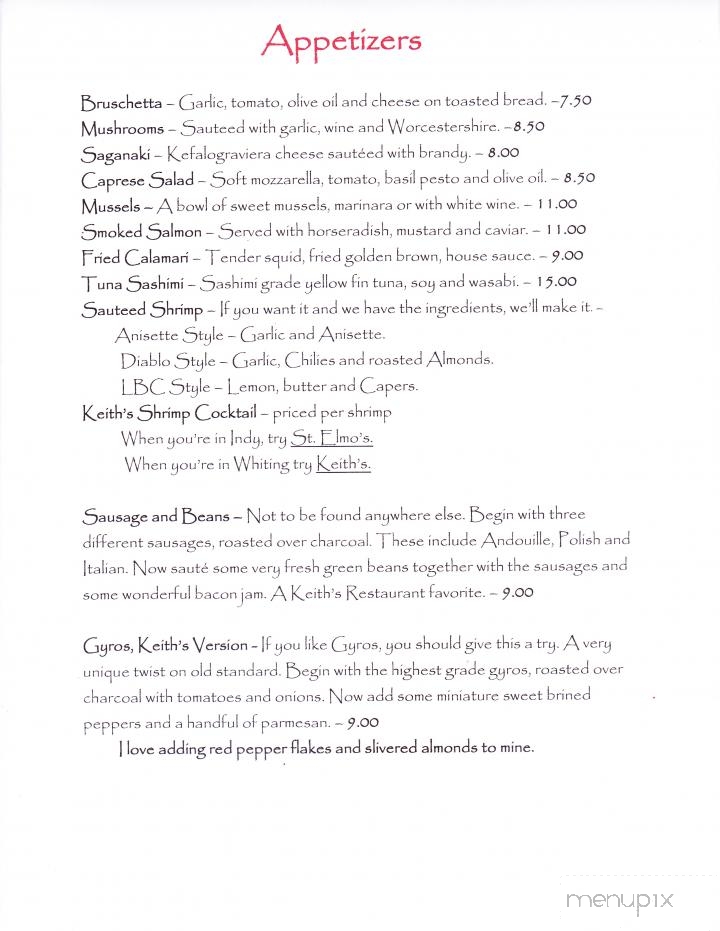 Keith's - Whiting, IN menu_pic