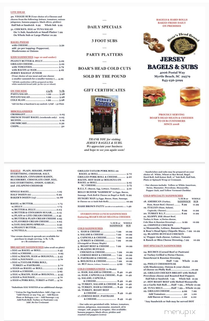 Jersey Bagels & Subs - Myrtle Beach, SC menu_pic