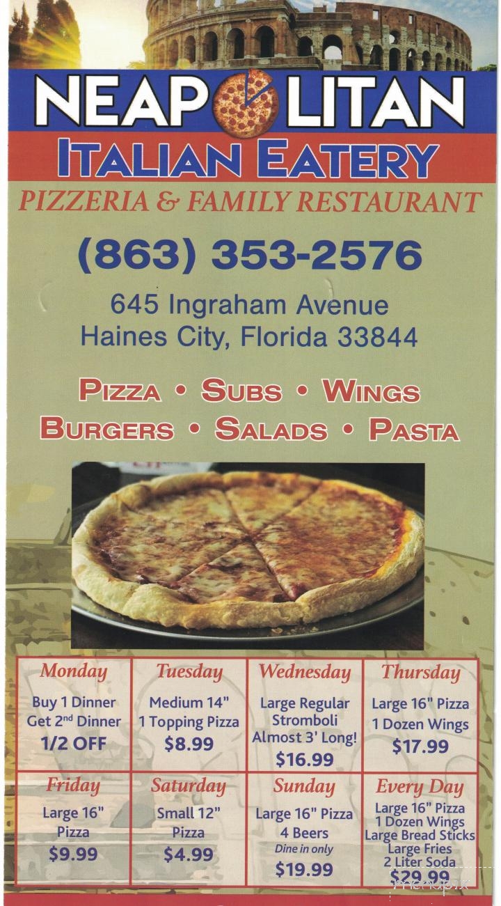Neapolitan Italian Eatery - Haines City, FL menu_pic
