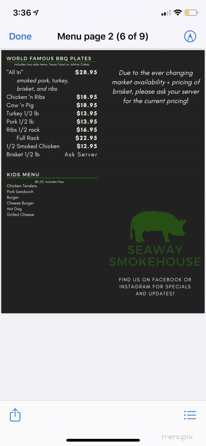 Seaway Diner & Smokehouse - Lisbon, NY menu_pic