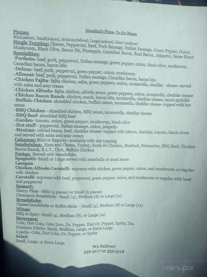 Houdini's Pizza - Kingman, KS menu_pic