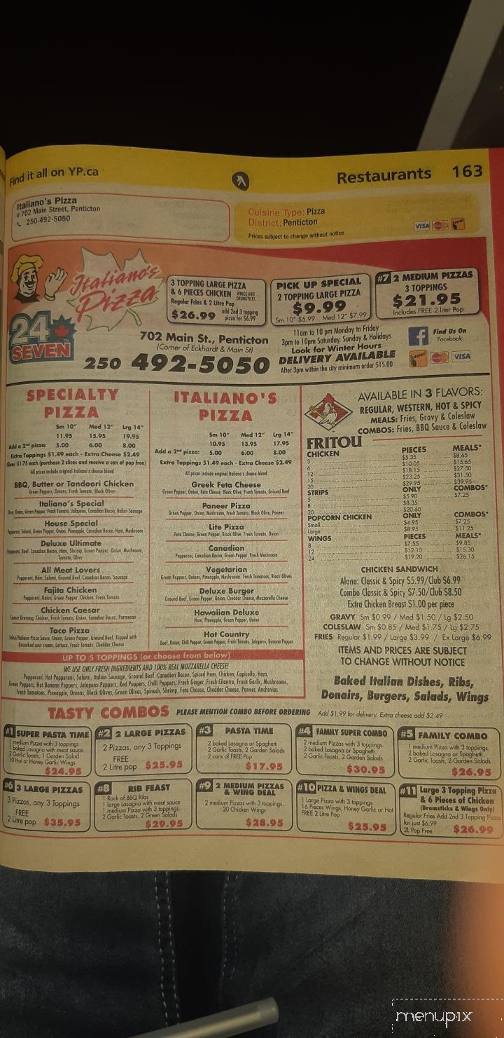 Italiano's Pizza - Penticton, BC menu_pic