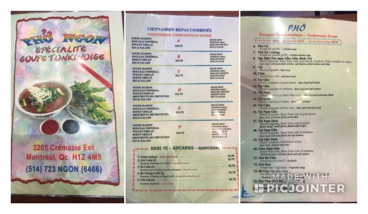 Pho Ngon - Montreal, QC menu_pic