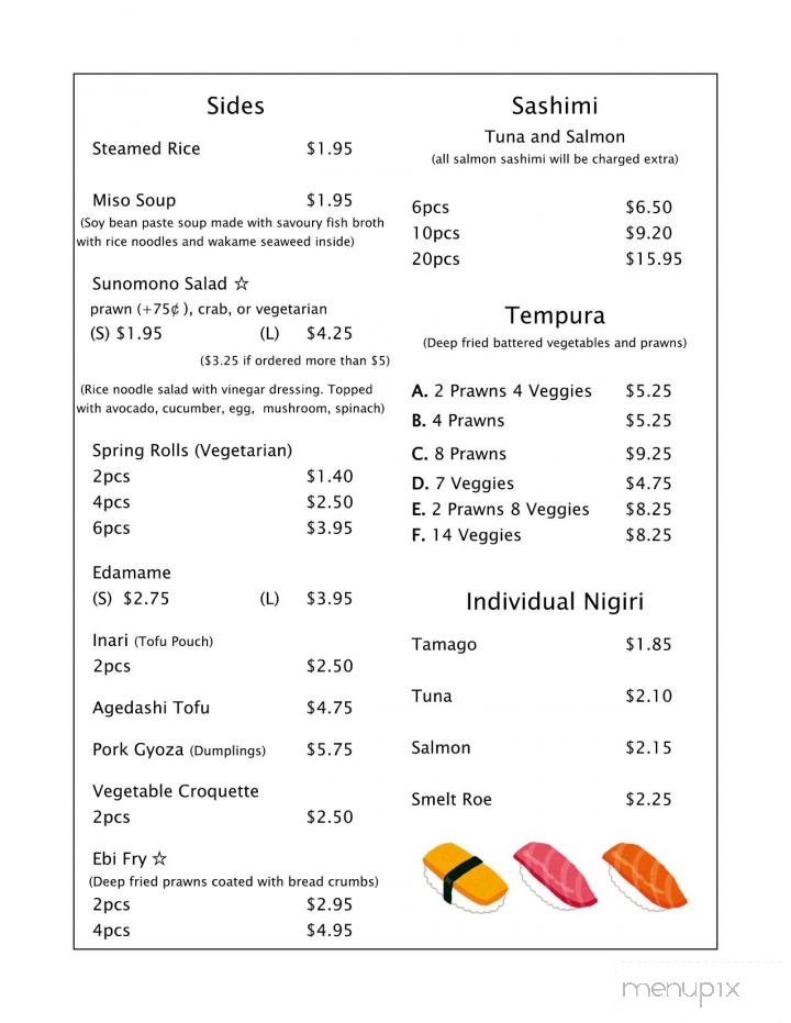 Sushi Plus Restaurant - Victoria, BC menu_pic