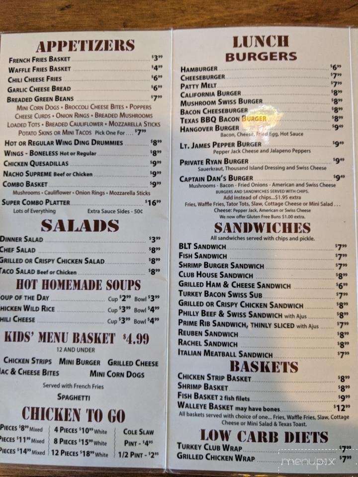 Captain Dan's Crows Nest Park - Mora, MN menu_pic