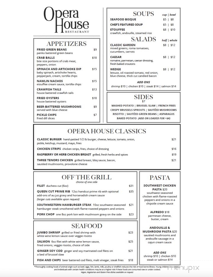 Opera House Restaurant - Martin, TN menu_pic