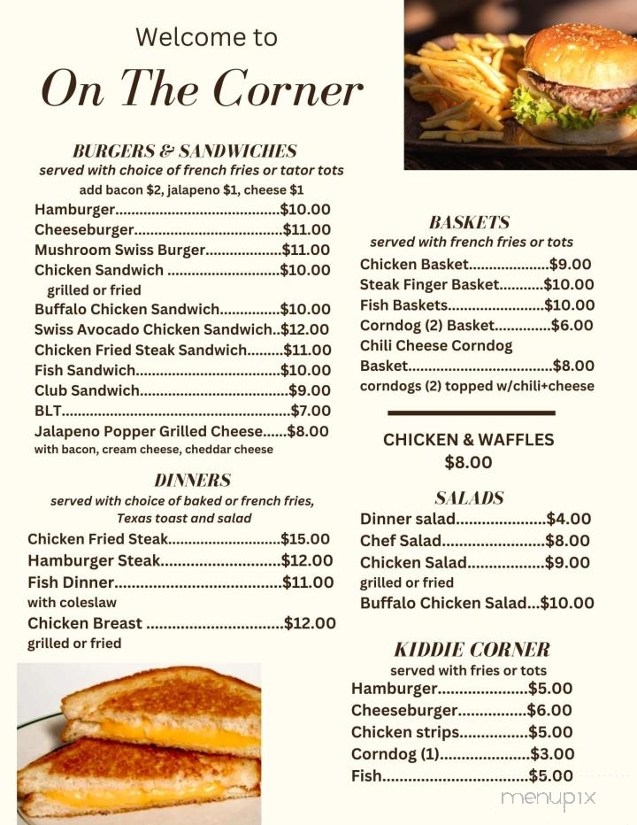 On the Corner - Bay City, TX menu_pic