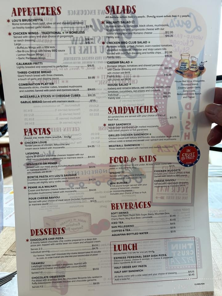 Lou Malnati's Pizzeria - Oakbrook Terrace, IL menu_pic
