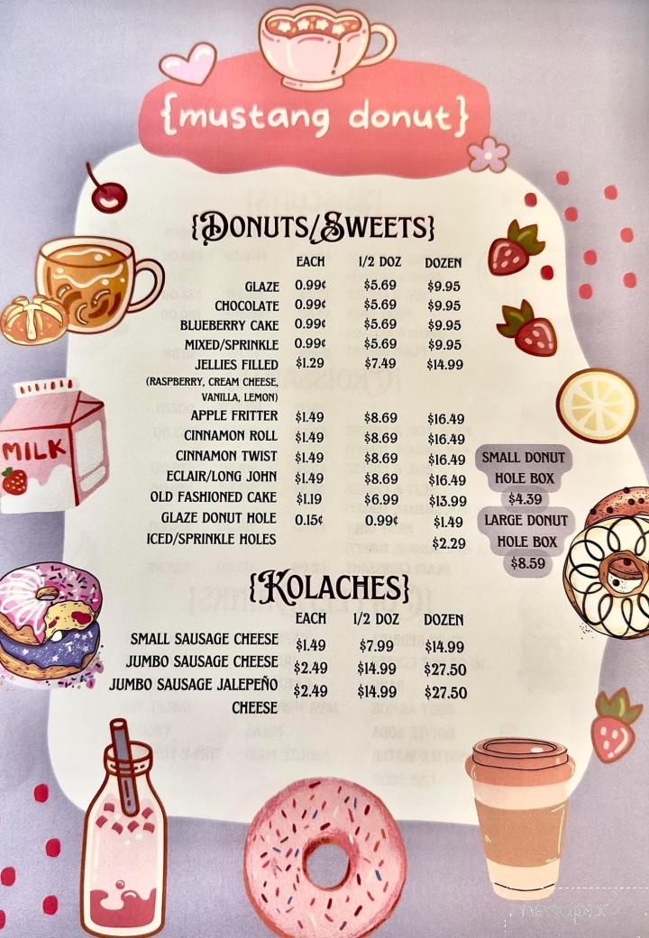 Mustang Donuts - Abilene, TX menu_pic