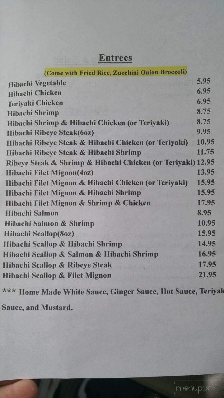 Hibachi Jr Express - Archdale, NC menu_pic