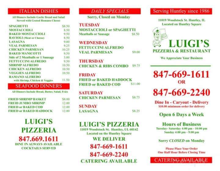 Luigis Pizza - Huntley, IL menu_pic