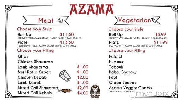 Azama Grill - Allston, MA menu_pic