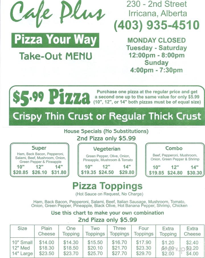 Cafe Plus - Irricana, AB menu_pic