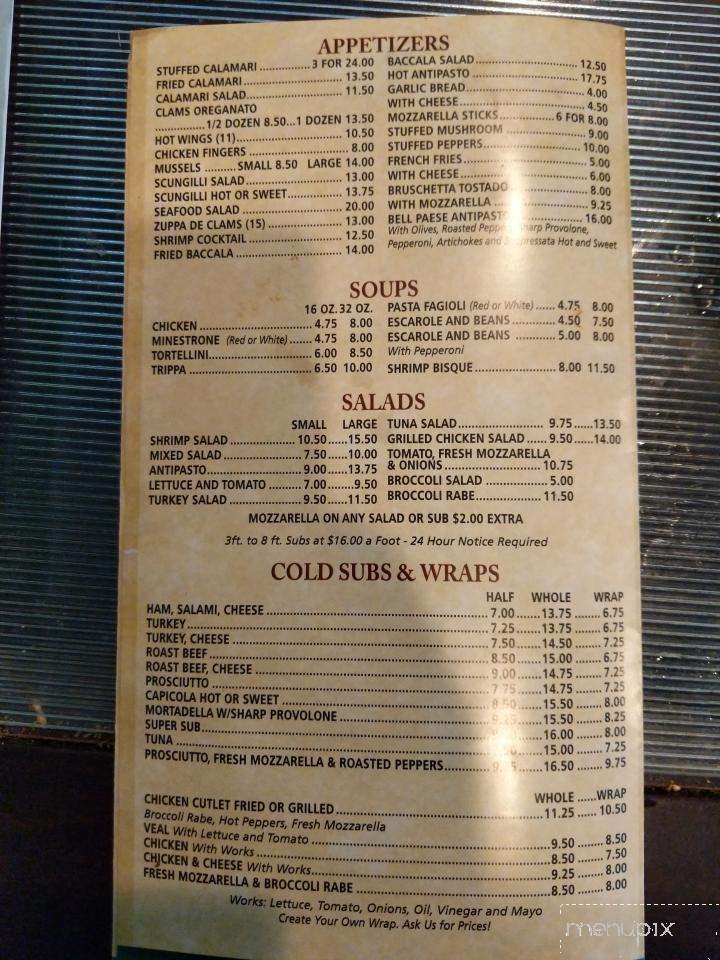 Menu of Bell Paese Pizzeria in Nutley, NJ 07110
